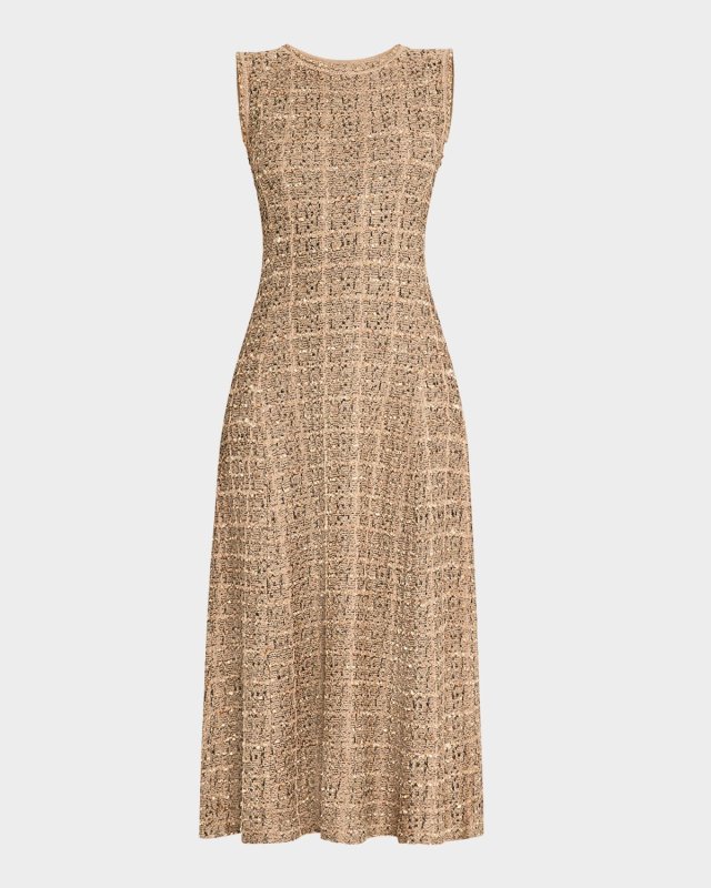 Sleeveless Fit-and-Flare Tweed Knit Dress - Heritage Fit